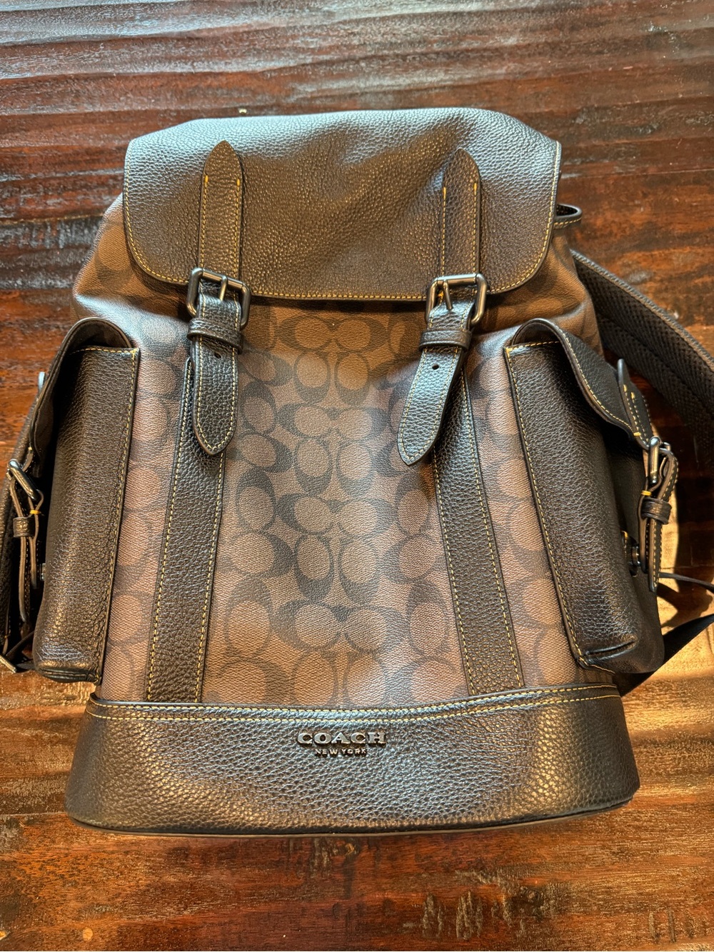 New with tags, Coach Hudson Backpack in Signature Canvas and Cocoa Brown Leather